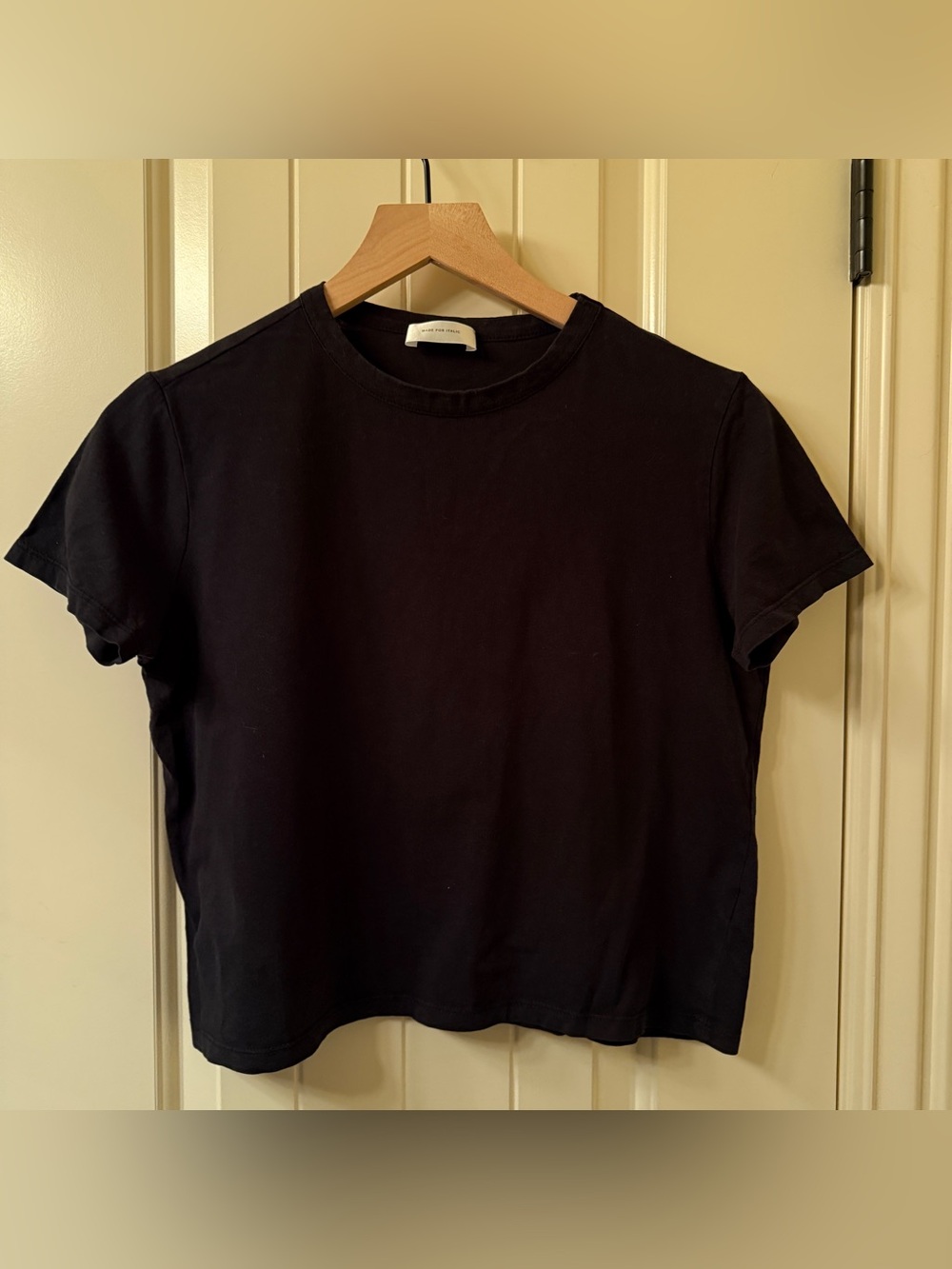 ITALIC Boxy Cropped T-Shirt Women's S Black 100% Cotton Minimalist Luxe Basic